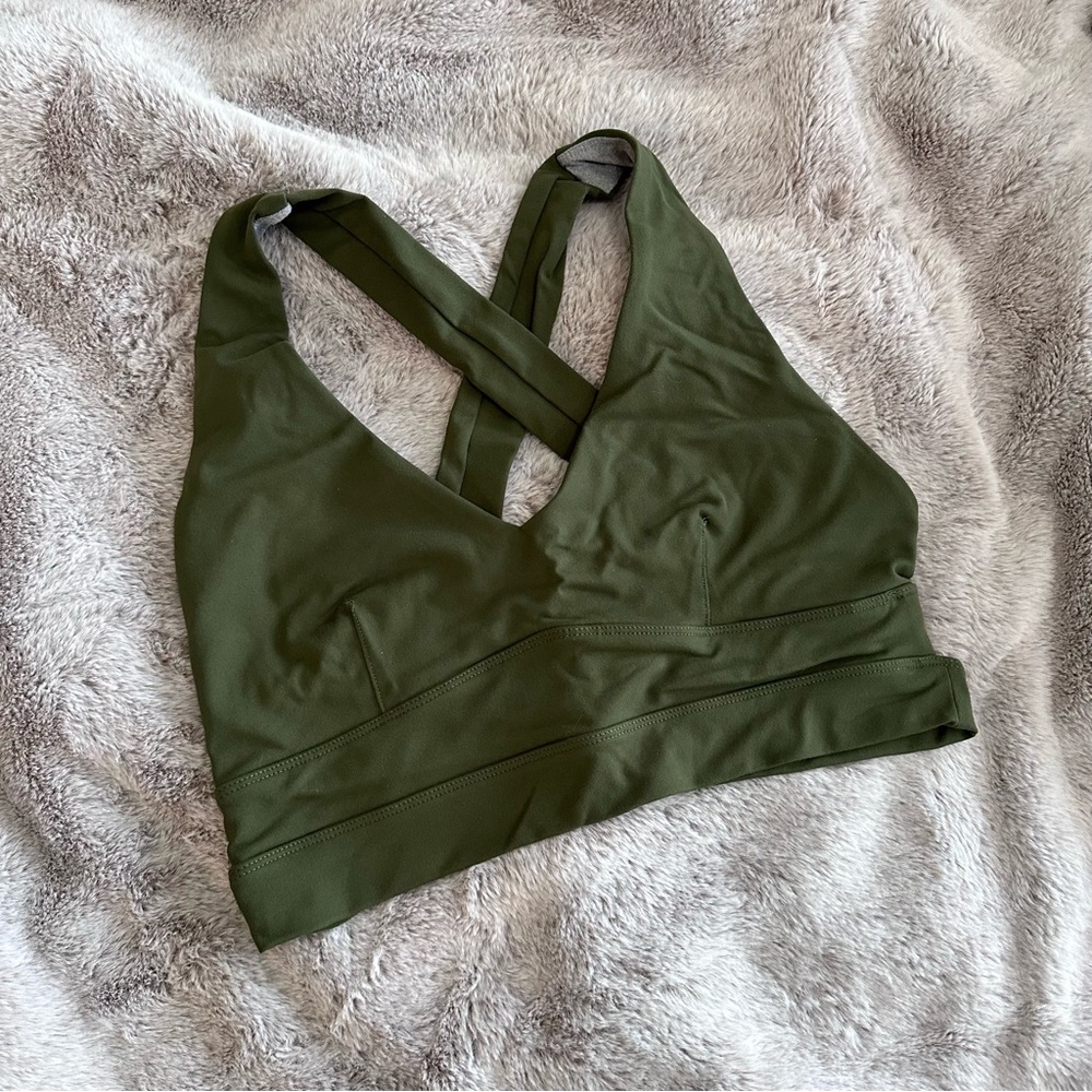 Born Primitive Double Cross Sports Bra • Tactical Green